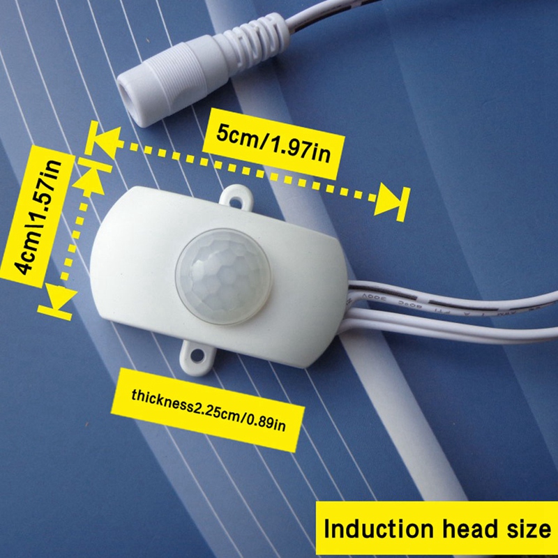 Motion Sensor Switch Mini PIR Infrared IR Sensor DC 6V 12V 24V 5A PIR for LED Strip Light (White)