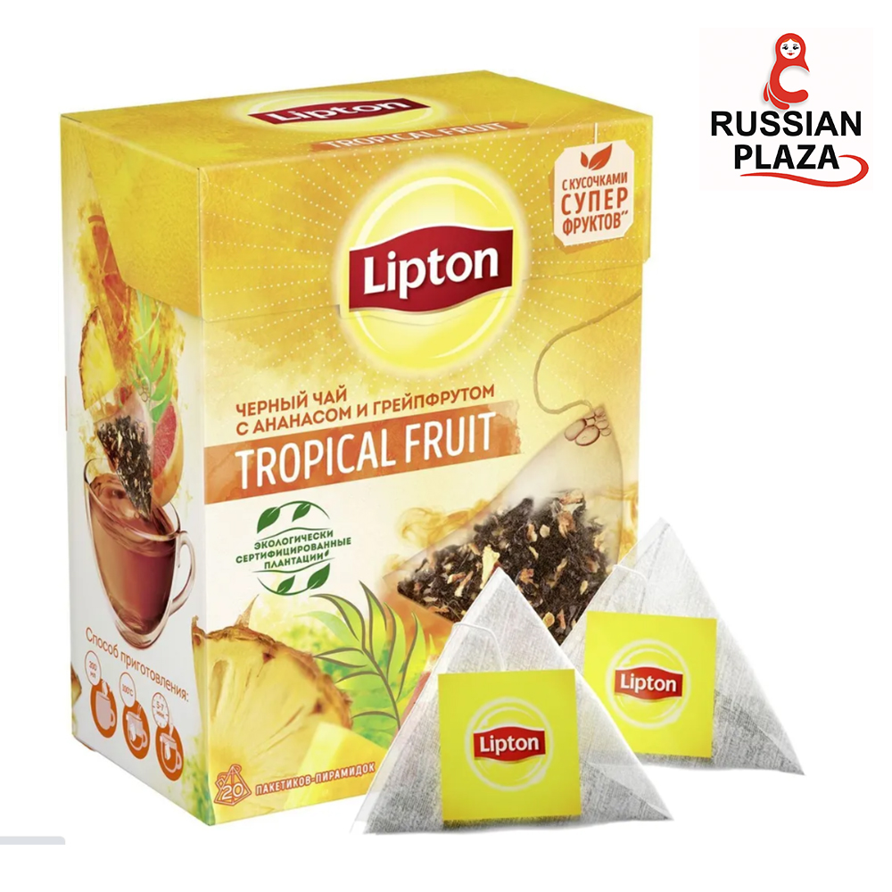 ชาดำ Lipton Tropical Fruit ขนาดบรรจุ 20 ซอง / Чай черный Lipton ...