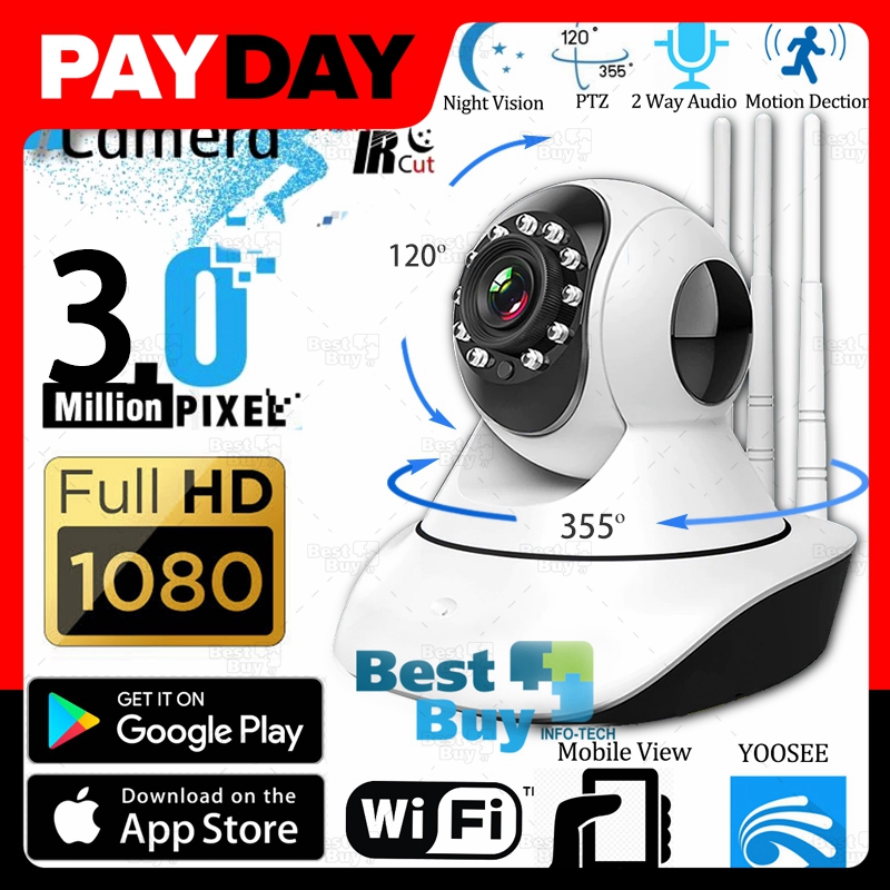 BESTBUY กล้องไร้สาย กล้องวงจรปิด Full HD 1080P Wifi 3.0 ล้านพิกเซล พร้อมโหมดกลางคืน CAM 1