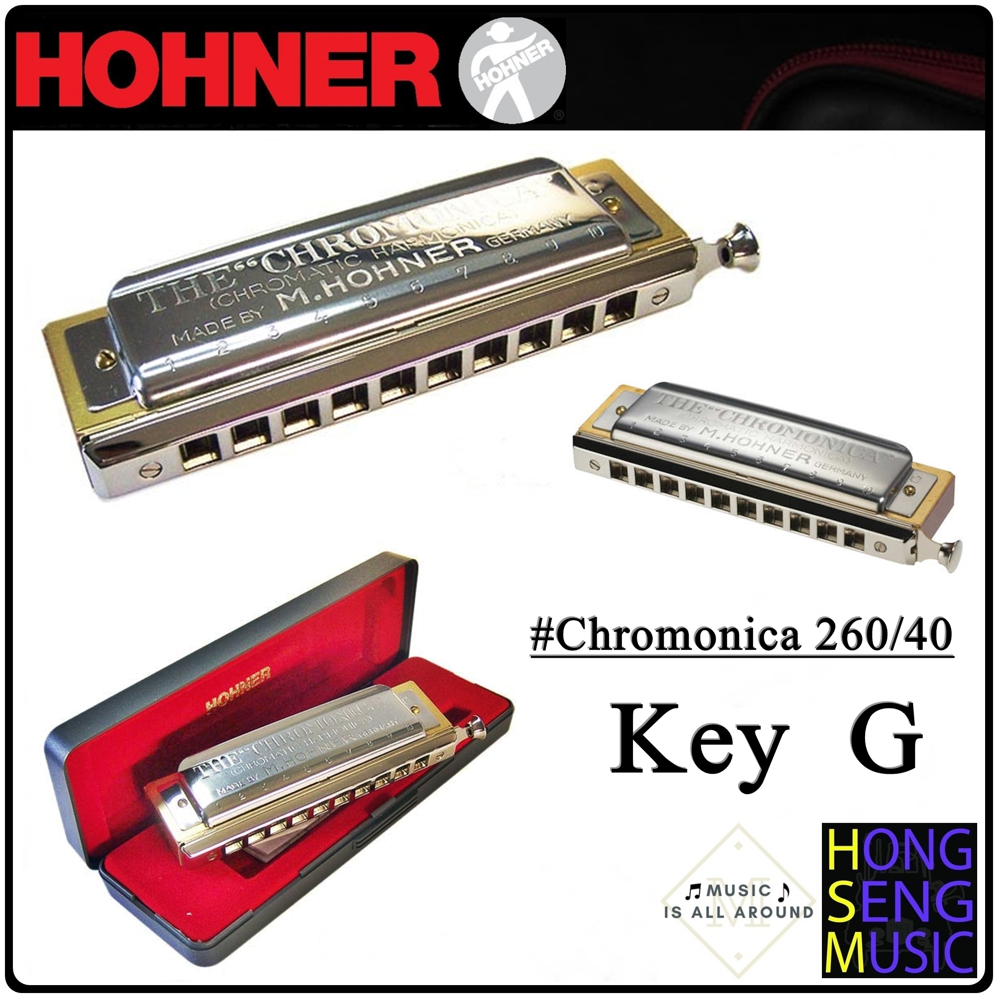 ฮาร์โมนิก้า (เม้าท์ออร์แกน) Hohner รุ่น Chromonica260 Harmonica 260/40 Key G