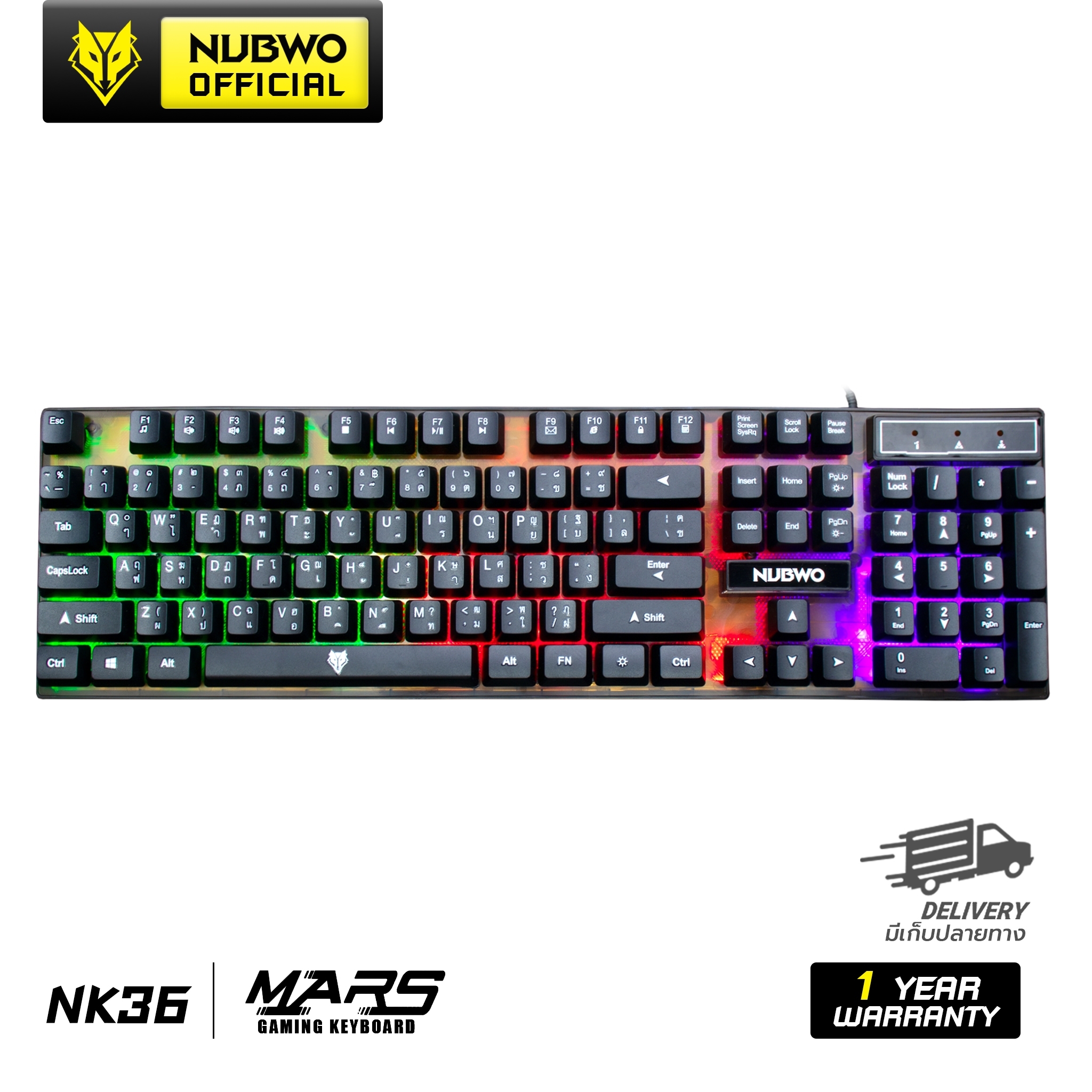 คีย์บอร์ด RUBBER DOME SWITCHES Nubwo NK36 MARS GAMING KEYBOARD สินค้า