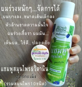 ภาพหน้าปกสินค้า[ขนาดทดลองปริมาณ120ml.]แชมพูสูตรวิตามิน&กะเม็ง[สมุนไพร10ชนิด]มีปัญหาผมร่วงหนักๆ ผมบางลงๆ รังแค ผมมัน ที่เกี่ยวข้อง