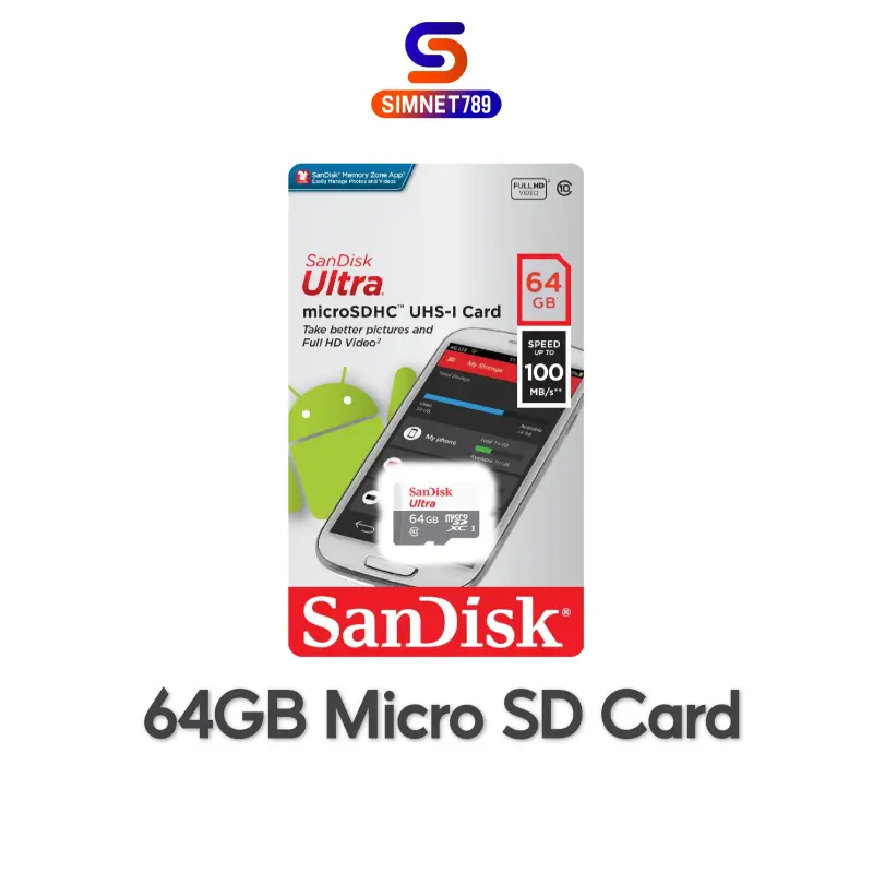 ภาพหน้าปกสินค้าSanDisk Ultra Micro SDcard Class10 32GB 64GB SD Card เมมโมรี่การ์ด กล้องวงจรปิดไร้สาย จากร้าน SimNet789 บน Lazada