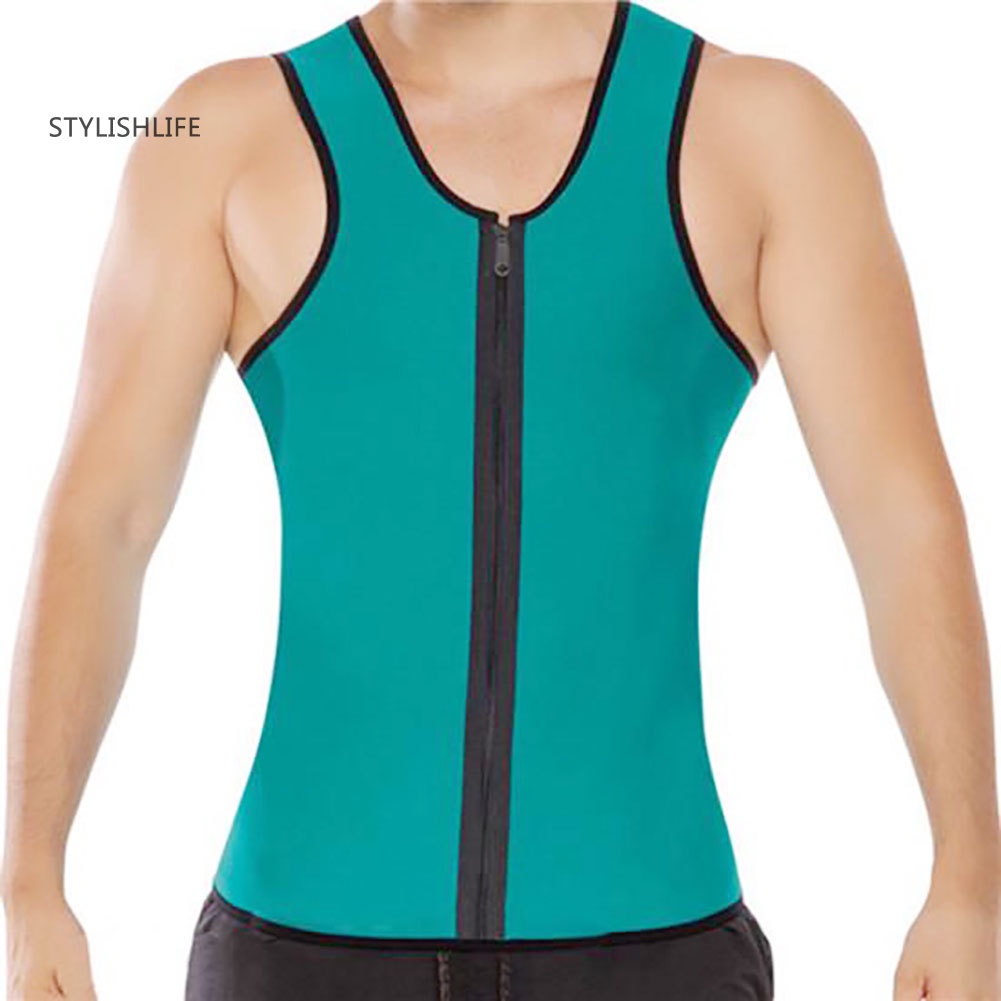 [stylishlife] Neoprene Sweating Vest Men Shapewear Gym Fitness Zipper