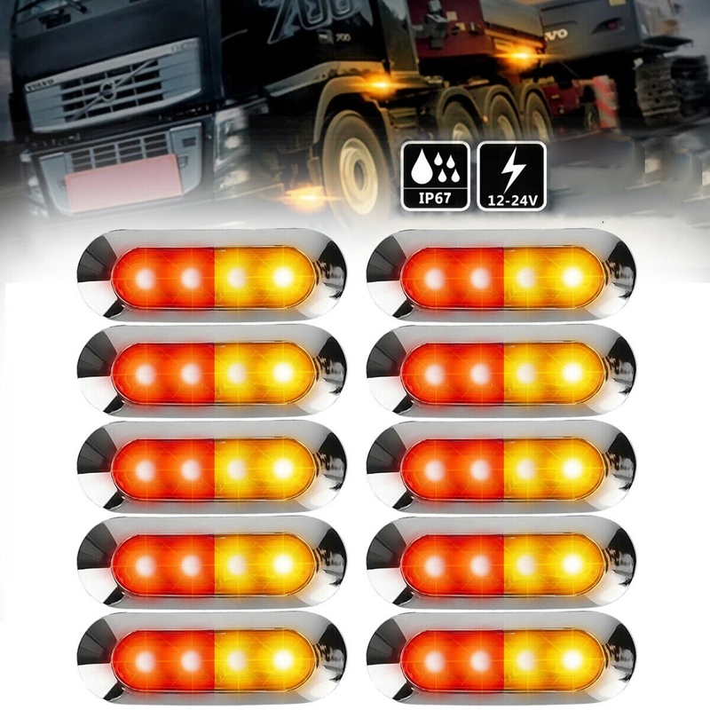 10Pcs 10V-30V 4LED Trailer Side Marker Light for Car Auto Truck Boat Lights Clearance Tail Warning Brake Lamp
