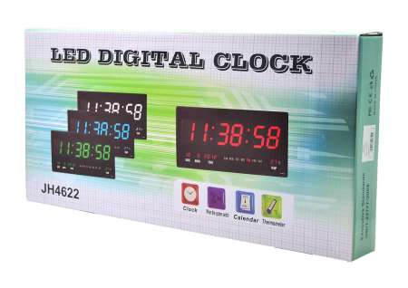 GooAB Shop นาฬิกา LED ติดฝาผนัง แบบบาง ขนาด 18 นิ้ว (ไฟสีเขียว)