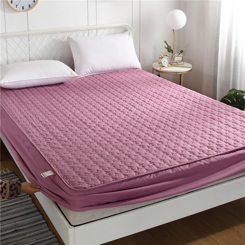 (Special Size)Solid Color Quilted Breathable Fiteed Bed Sheet Mattress Protector Cover Four Seasons Bedspread