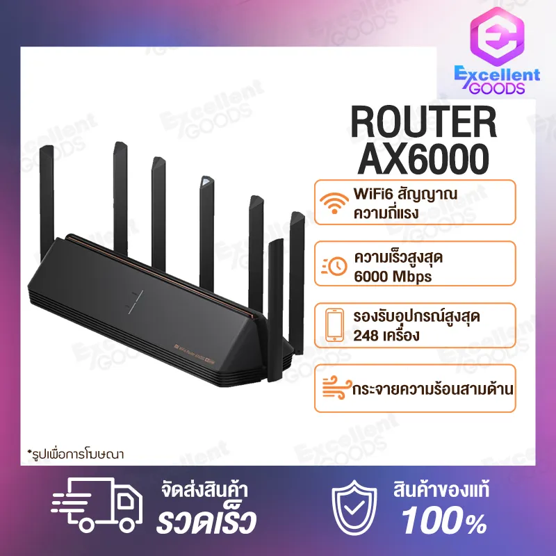 ภาพหน้าปกสินค้าXiaomi Mi Router AX6000 AIoT WiFi 6/4K QAM รับส่งข้อมูลเร็วถึง เราเตอร์รูปแบบใหม่ รุ่นปรับปรุง WiFi6 สัญญาณความถี่แรง อัพเกรดความเร็วสูงสุด 6000 Mbps จากร้าน Excellent Goods บน Lazada