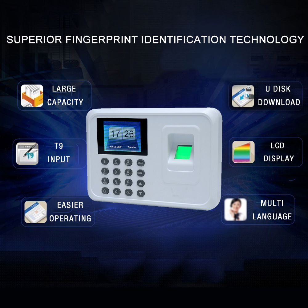 A5 2.4in Biometric Fingerprint Time Attendance System Clock Recorder ...