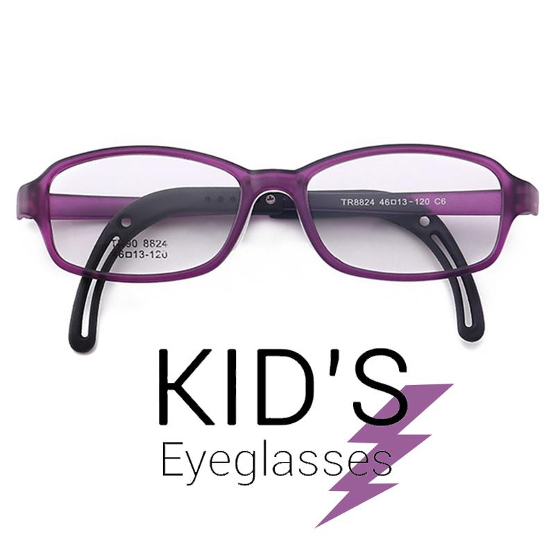 แว่นตาเกาหลีเด็ก Fashion Korea Children แว่นตาเด็ก รุ่น 8824 C-6 สีม่วง กรอบแว่นตาเด็ก Square ทรงสี่เหลี่ยม Eyeglass baby frame ( สำหรับตัดเลนส์ ) วัสดุ TR-90 เบาและยืดหยุนได้สูง ขาข้อต่อ Kid eyewear Glasses