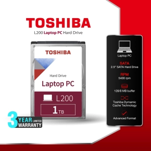 สินค้า Toshiba HDD Notebook (1TB) SATA 2.5 รุ่น (L200) HDWL110 :5400RPM C/B 128MB Internal Harddisk โน็ตบุ๊ค