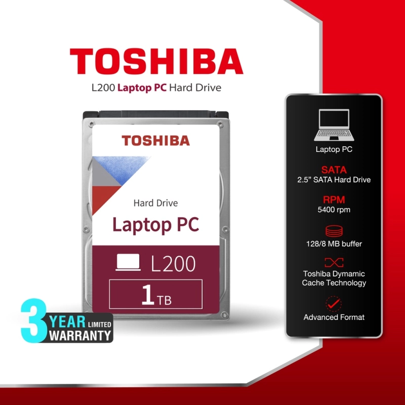 ภาพหน้าปกสินค้าToshiba HDD Notebook (1TB) SATA 2.5 รุ่น (L200) HDWL110 :5400RPM C/B 128MB Internal Harddisk โน็ตบุ๊ค