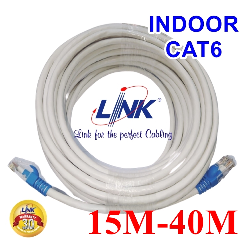 สายแลน CAT6 LINK indoor (ภายในอาคาร) ความยาว 15/20/25/30/35/40 เมตร เข้าหัวพร้อมส่ง