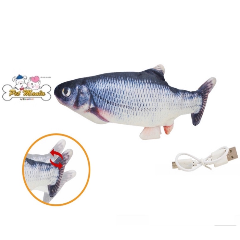 C.C. Pets ของเล่นแมว ปลานิล ดุ๊กดิ๊กดิ้นได้ ตุ๊กตายัดไส้แคทนิป นุ่ม