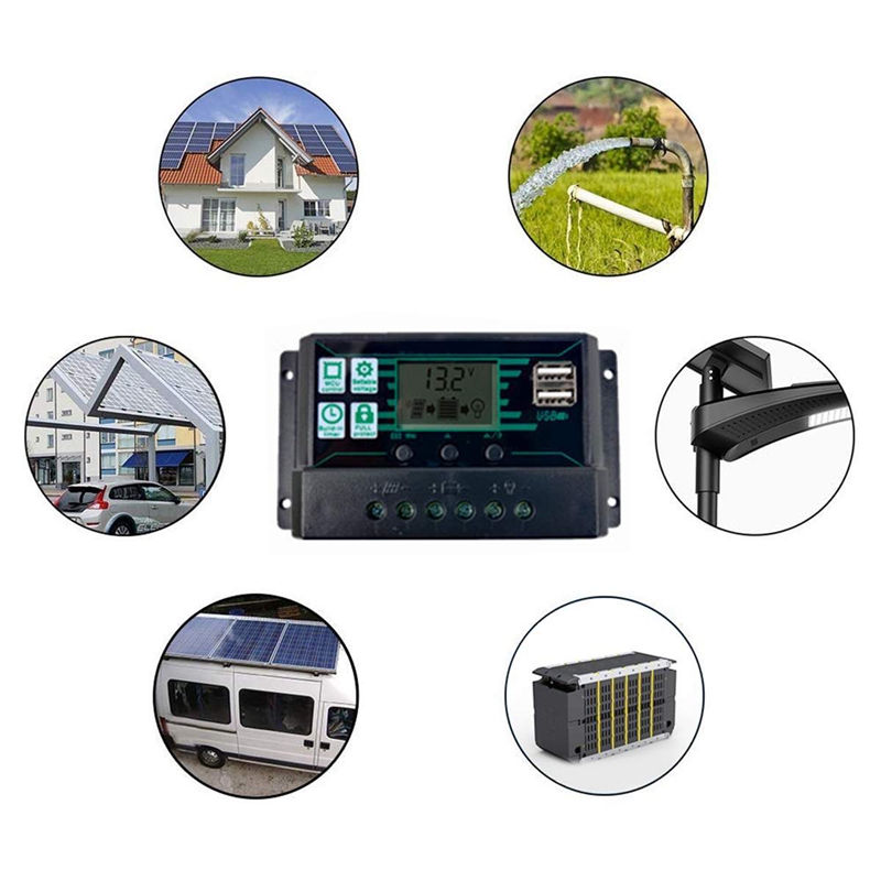 300W Solar Panel 12V 5V Dual USB Controller Waterproof Monocrystalin ...