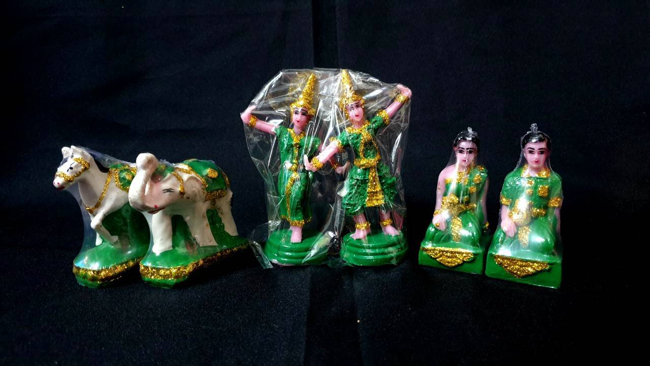 ชุดตั้งศาล ตุ๊กตา ช้างม้า สาวใช้ นางรำ ขนาดเล็ก แบบสี ศาลพระภูมิ เจ้าที่ ตั้งศาล เครื่องตั้งศาล สี สีเขียว สี สีเขียว