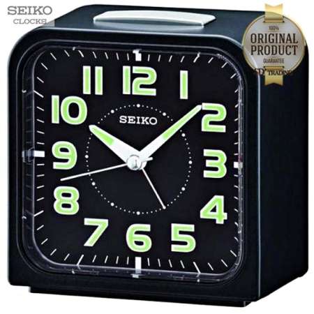 SEIKO นาฬิกาปลุก Quiet Sweep (Snooze) มีไฟ เสียงกริ่ง รุ่น QHK025K-สีดำ