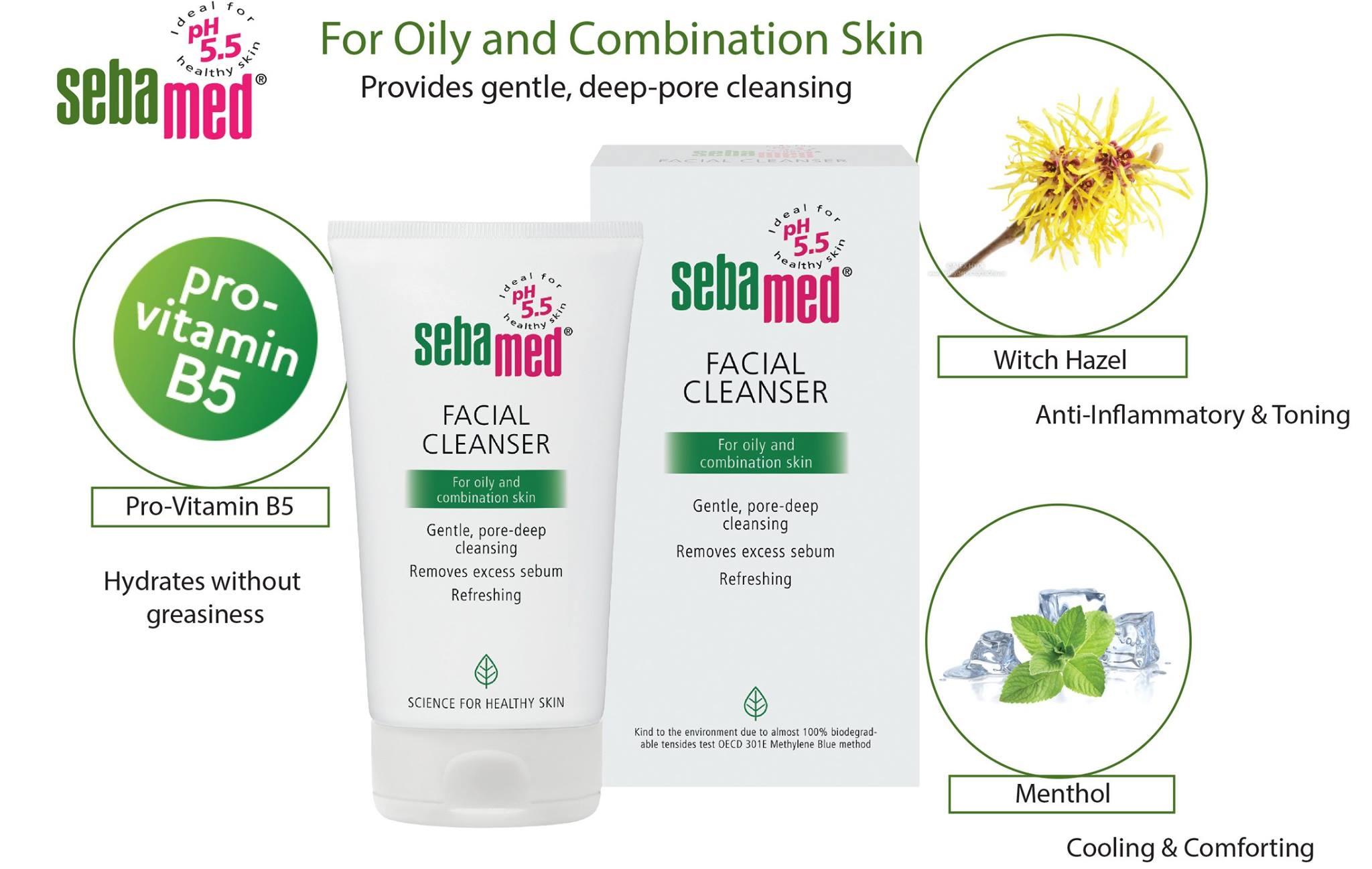 ของแท้ 100 SEBAMED FACIAL CLEANSER FOR OILY TO COMBINATION SKIN ซีบาเม