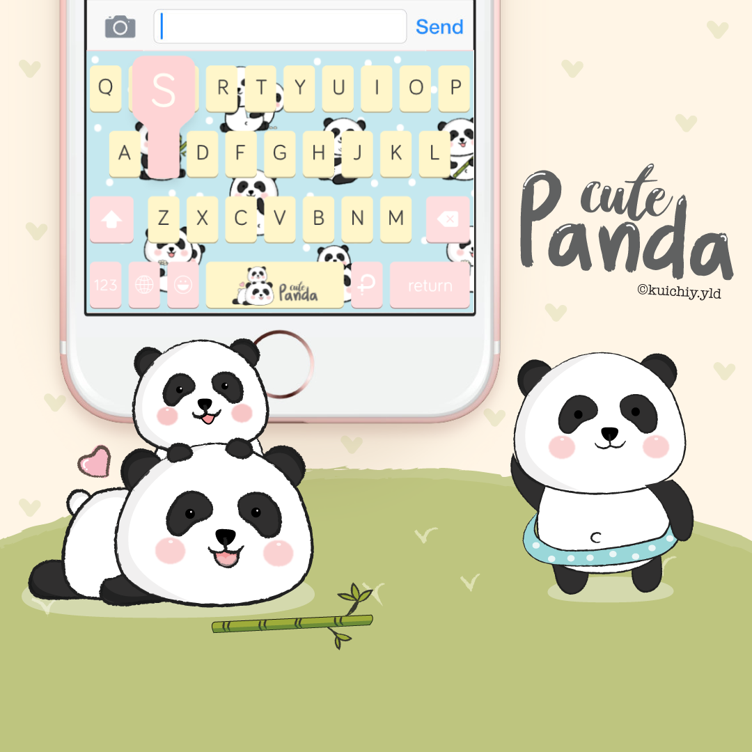Panda Cute. Keyboard Theme⎮(E-Voucher) for Pastel Keyboard App