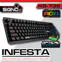 ภาพขนาดย่อของสินค้าคีย์บอร์ดเกมมิ่ง RGB SIGNO E-Sport Mechanical Gaming Keyboard รุ่น KB-738 คีย์บอร์ด Infesta Switch