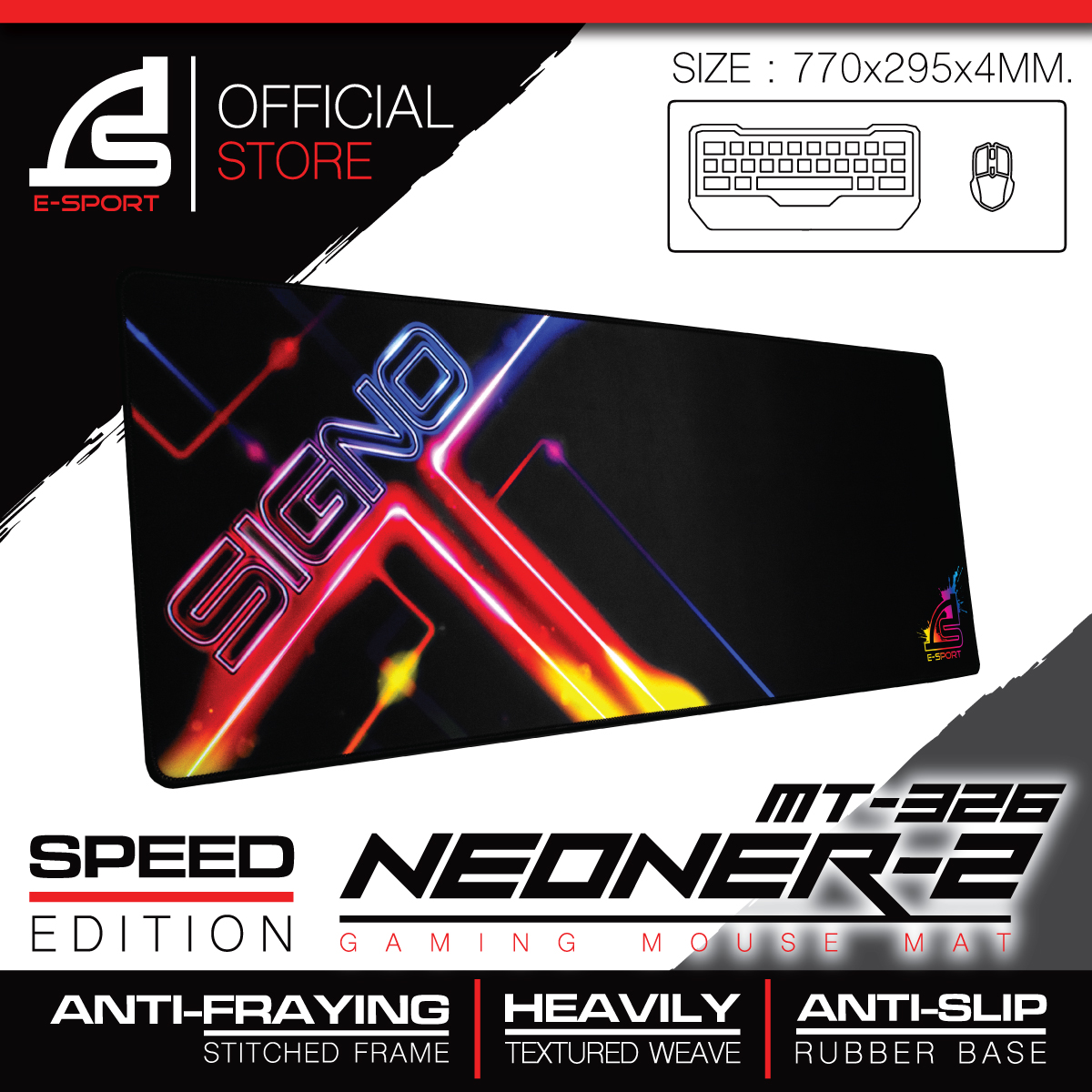 SIGNO E-Sport NEONER-2 Gaming Mouse Mat รุ่น MT-326 (Speed Edition) (แผ่นรองเมาส์ เกมส์มิ่ง)
