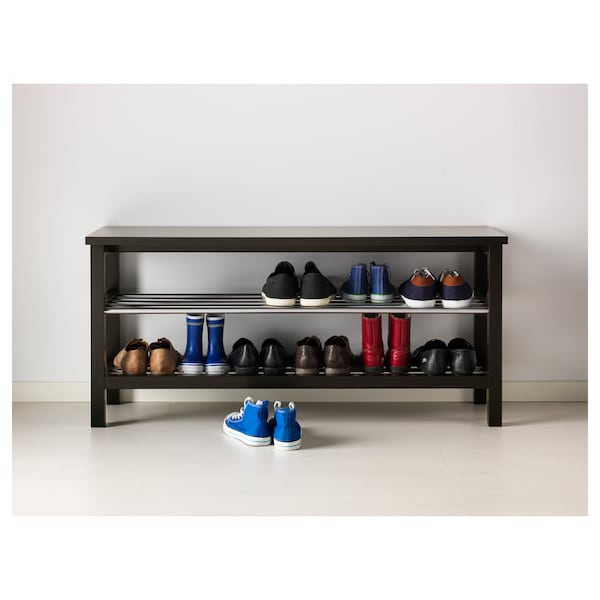 Bench with shoe storage, 108x50 cm - Solid wood - Black