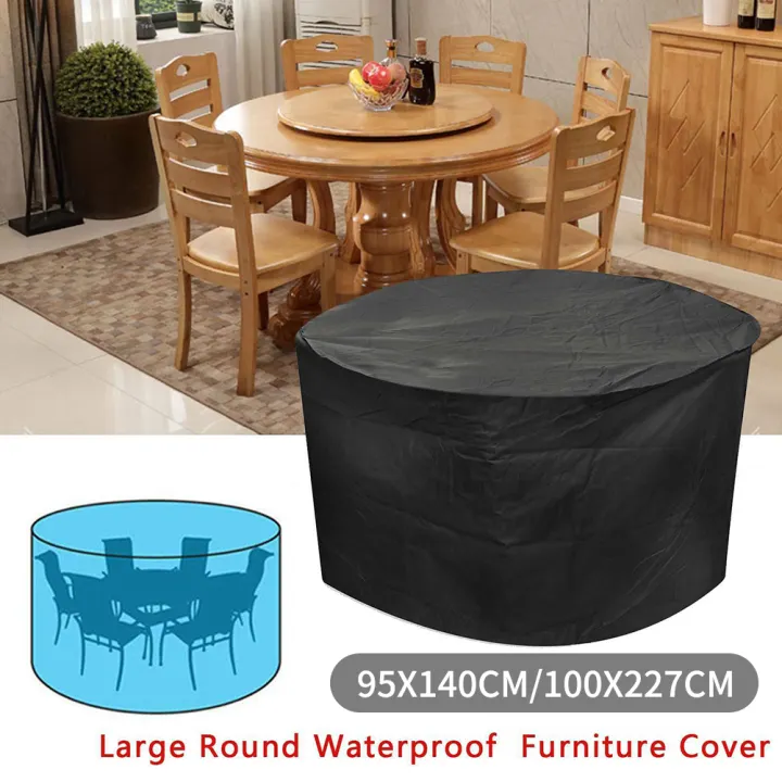 Large Black Table Chair Cover Round, Waterproof Outdoor Furniture Covers