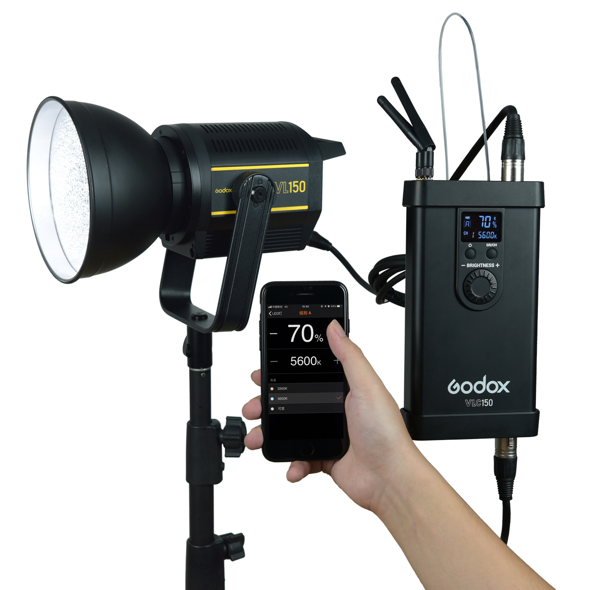 60*60CM softbox+light stand Godox VL150 Compact Studio LED Video Light Bowens
