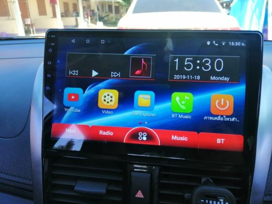[ส่ง Free ทั่วประเทศ] มีบริการเก็บปลายทาง จอ Android พร้อมหน้ากาก ปลั๊กตรงรุ่น Toyota YarisEco Vios ปี 2013 2014 2015 2016 2017 Ram1 Rom16
