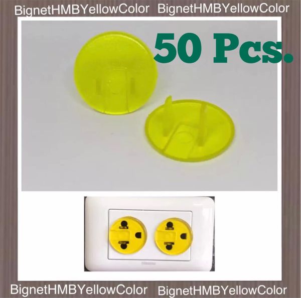 H.M.B. Plug 10 Pcs. ที่อุดรูปลั๊กไฟ Handmade®️ Yellow Color ฝาครอบรูปลั๊กไฟ รุ่น -สีเหลืองใส- 10,20,3040,50 Pcs.  !! Outlet Plug !!  สีวัสดุ สีเหลือง Yellow color  50 ชิ้น ( 50 Pcs. )