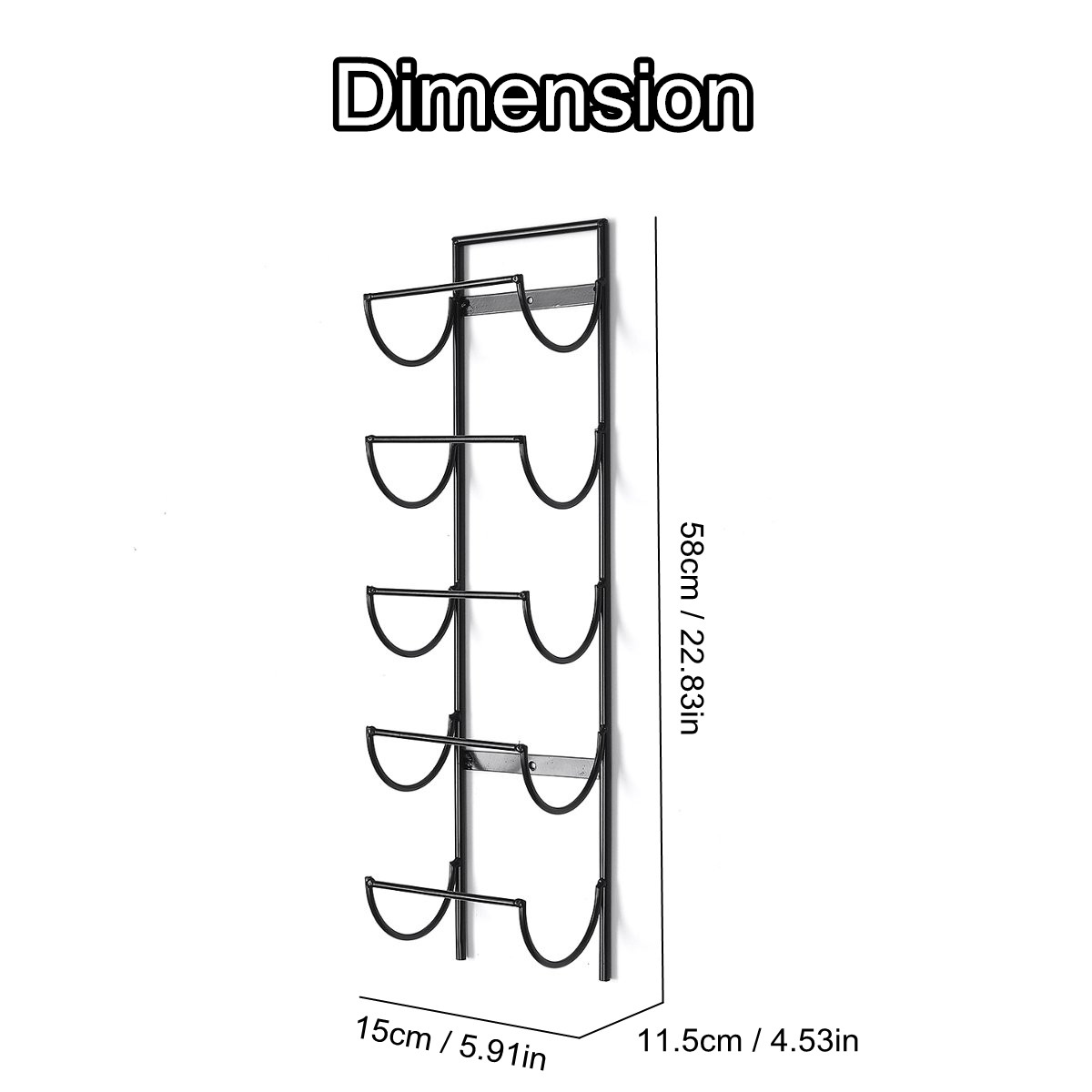 5 Bottle Iron Wall Mounted Wine Holder Simple Hanging Wine Rack Storage