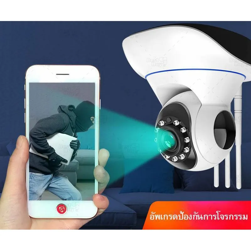 Home IP Security Camera กล้องวงจรปิดไร้สาย ตรวจสอบ WIFI กล้อง 1080p HD รองรับหน่วยความจำ 128GB การตรวจจับด้วยอินฟราเร