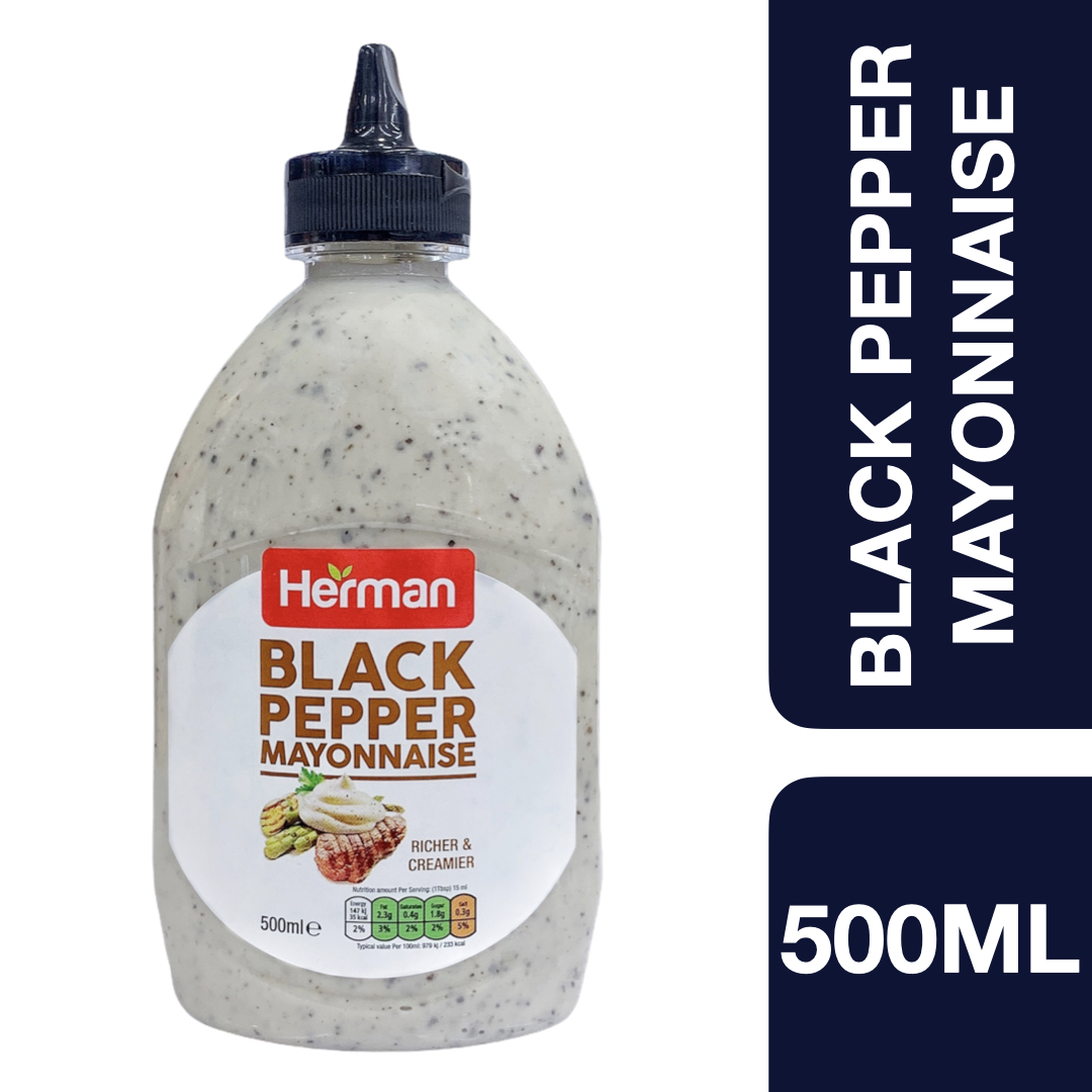 Herman Black Pepper Mayonnaise 500ml ++ เฮอร์แมน มายองเนสผสมพริกไทยดำ 500 มล.