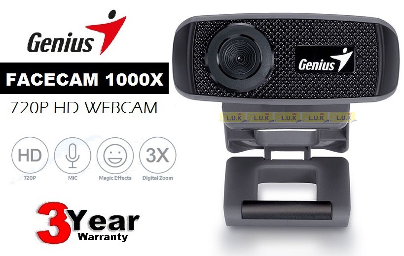 WEBCAM (กล้องเวปแคม) GENIUS รุ่น FACECAM 1000X 720P HD WEBCAM (3X DIGITAL ZOOM *มีไมโคโฟนในตัว*) - รับประกัน 3 ปี
