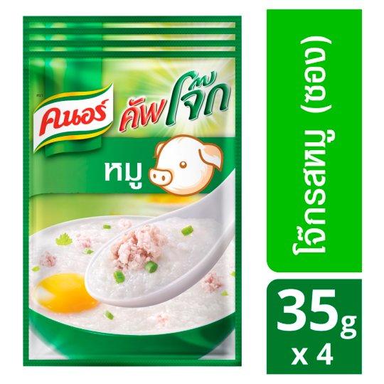 ✨Sale✨ คนอร์ คัพโจ๊ก รสหมู 35กรัม x 4 ซอง Knorr Cup Jok Pork 35g x 4 Sachets