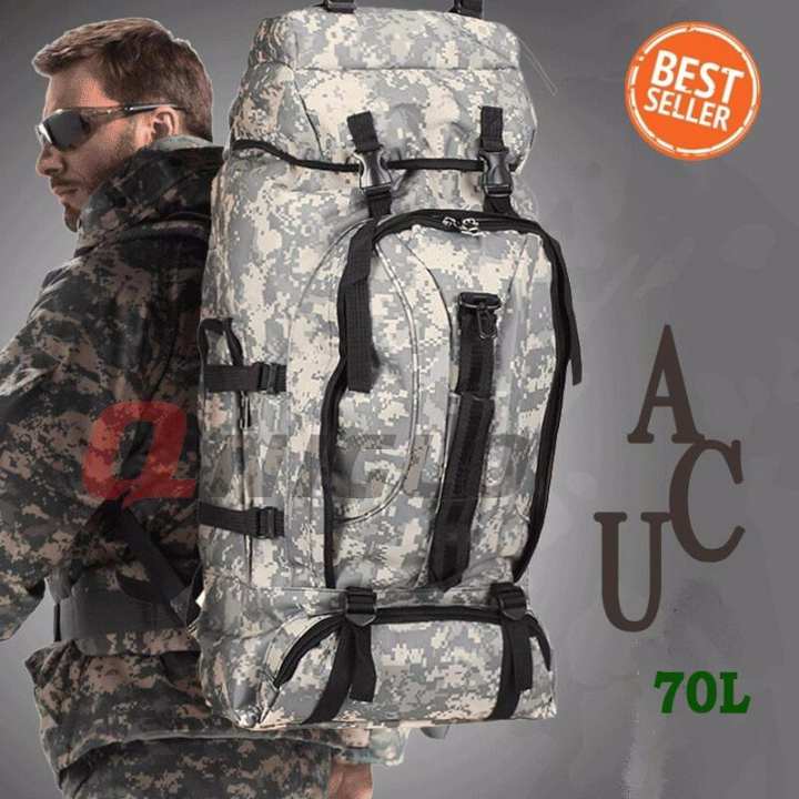 กระเป๋าเป้สำหรับเดินป่า 70L Army Hiking backpack กระเป๋าและเป้สะพายหลัง With Rain ผ้าคลุมกระเป๋าสะพายหลัง Travel Bags
