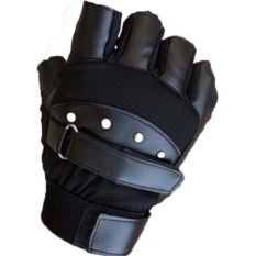 Fashion ถุงมือฟิตเนส ถุงมือยกน้ำหนัก 1 คู่ รุ่น Glove-NT (สีดำ)