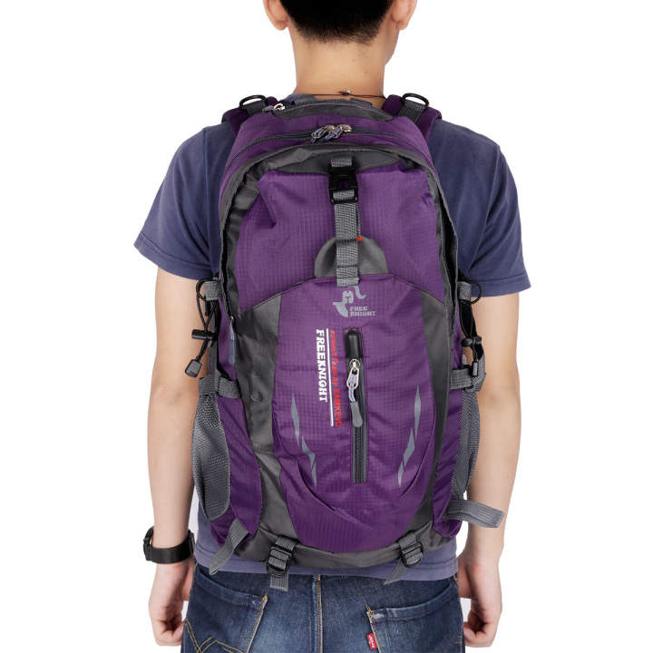 มีม้า 005 กระเป๋าเป้เดินป่าค้างแรมกลางแจ้งกีฬาผ้าไนลอนกระเป๋ากันน้ำ 40ลิตร (สีม่วง)