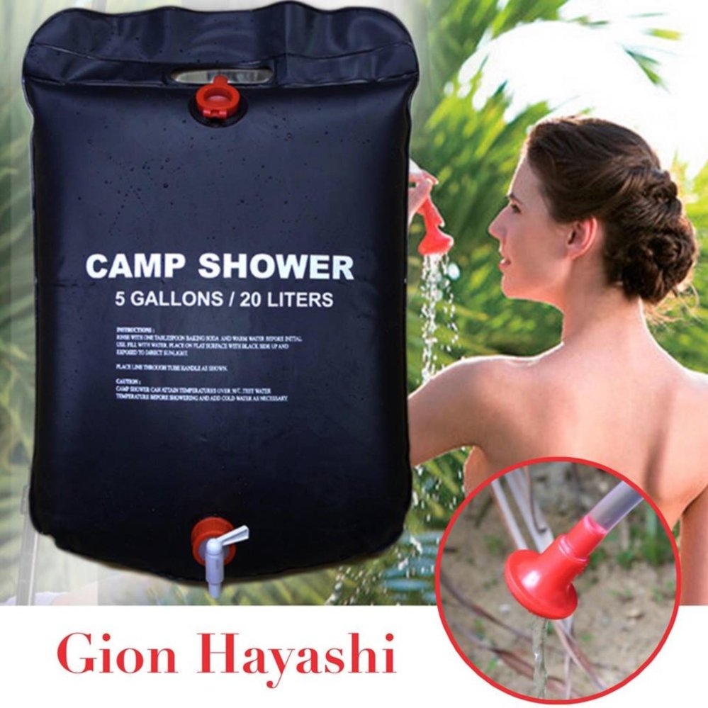 Gion-ถุงอาบน้ำกลางแจ้ง 20L Solar Energy Heated Outdoor Camping Hiking Activity PVC Camp Shower Pipe Bag 