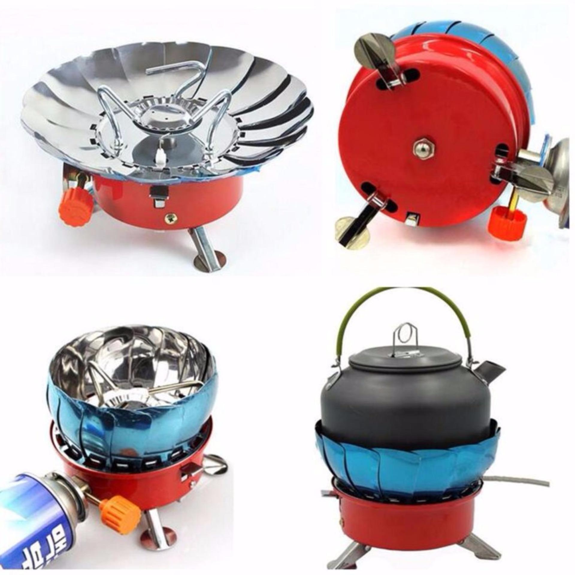 KOVAR Windproof Camping Stove  เตาแก๊สปิคนิค เตาแก๊สสนาม เตาแก๊สแคมป์ปิ้งแบบพกพาขนาดเล็ก  อุปกรณ์แค้มปิ้ง (สำหรับแก๊สกระป๋อง) อุปกรณ์เดินป่า เหมาะสำหรับนักเดินทาง มีตัวกั้นลม มาพร้อมซองพก พับได้ พกพาสะดวก ใช้หุงต้มอาหารหรือปิ้งย่าง