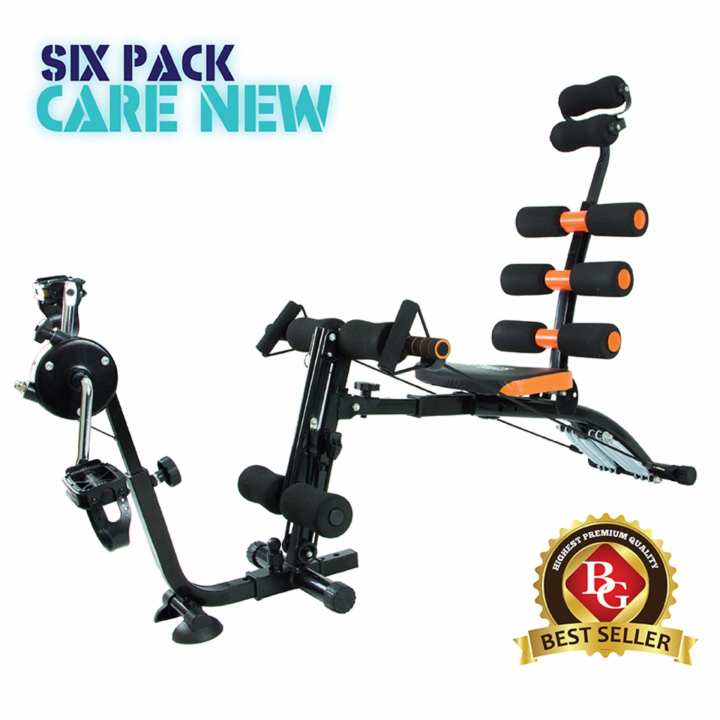 Six Pack Care New เครื่องบริหารหน้าท้อง เครื่องซิทอัพ เก้าอี้ซิทอัพ สปริง 6 เส้น Sit Up Bench (สีดำ/สีส้ม)