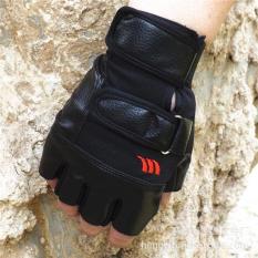 Sports Gloves ถุงมือมอไซร์ ถุงมือ ครึ่งนิ้ว ขับขี่รถมอเตอร์ไซด์ และจักรยาน ถุงมือออกกำลังกาย ถุงมือปินเขา รุ่นยอดนิยม Free size(สีดำ) 