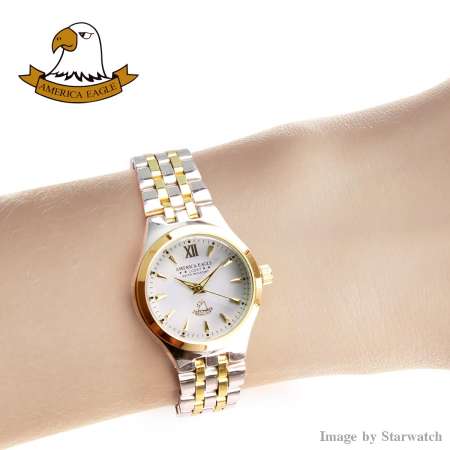 AMERICA EAGLE นาฬิกาข้อมือผู้หญิง สายสแตนเลส รุ่น AE021L - SilverGold/White