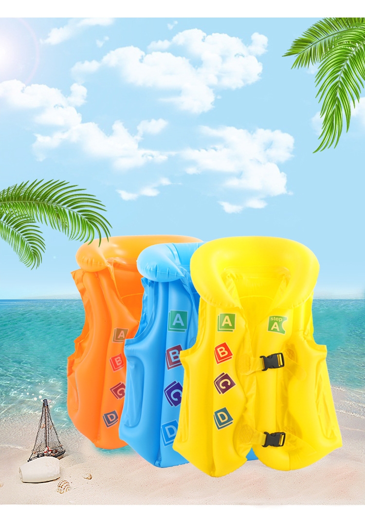 Double E Shop เสื้อชูชีพเด็ก ชุดว่ายน้ำเสื้อชูชีพ เสื้อชูชีพเด็ก เสื้อชูชีพแบบเป่าลมสำหรับเด็ก (คละสี) E0203