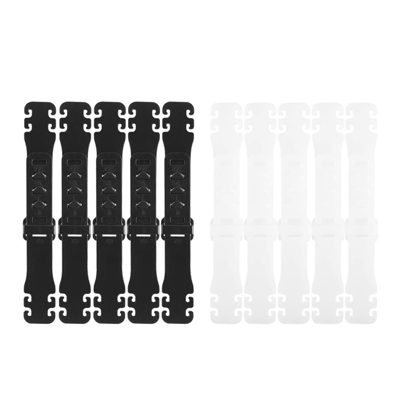 10 Pcs Earache Prevention Fixer Anti-Slip Ear Hooks Extension Buckle Adjustable Earloops Buckle, Black White