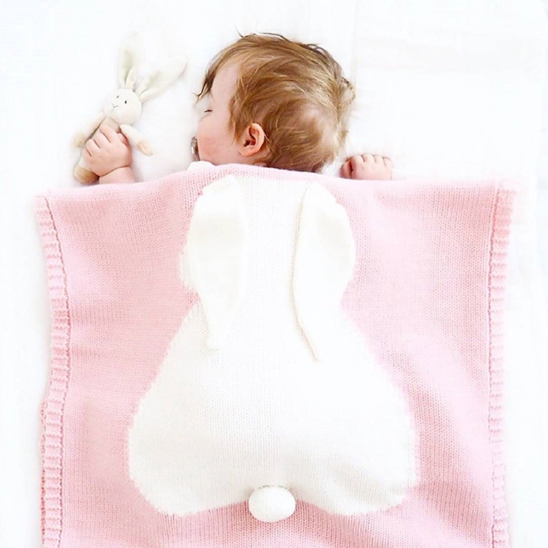 ผ้าห่มทารกแรกเกิดน่ารักกระต่ายใหญ่หูผ้าห่ม Soft Warm Swaddle ผ้าเช็ดตัวเด็กเด็กวัยหัดเดินผ้าห่มปูที่นอน