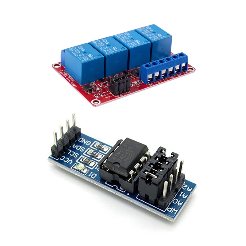 4 Channels Power Relay Module & AT24C256 Chip Sockets I2C Serial EEPROM ...