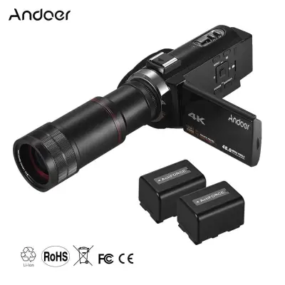 Andoer 4 K วิดีโอดิจิทัล HD Camera กล้องวิดีโอ DV 16X ซูมดิจิตอล 3 นิ้วหน้าจอสัมผัส WiFi ไนท์วิชั่น IR พร้อม 8X เลนส์กล้องโทรศัพท์