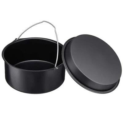 Air Fryer Accessories 6 Inch Cake Barrel Pizza Pan Fit for All 3.2QT - 5.8 QT Standard Deep Fryers Non-Stick Backing