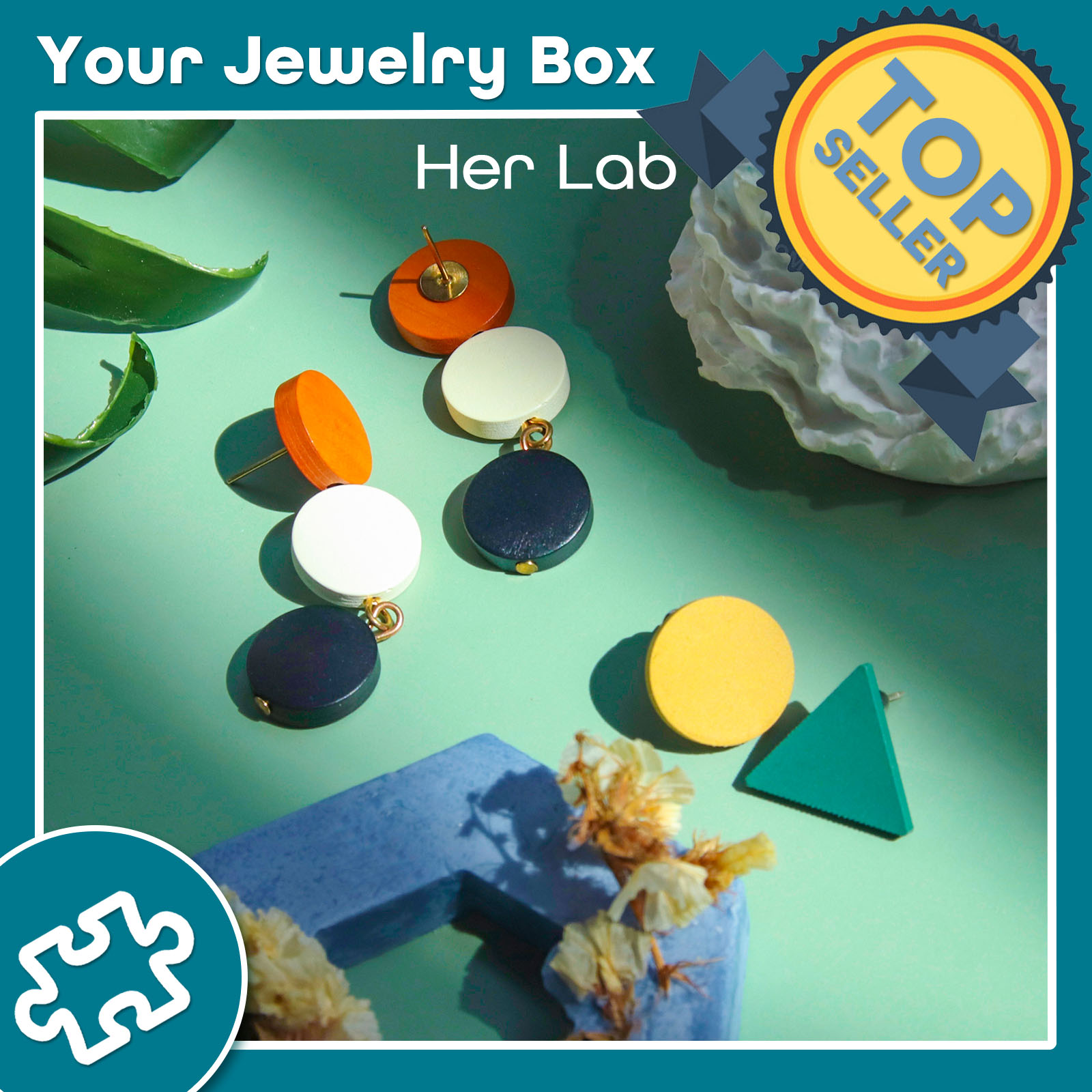 Her Lab Jewelry ความสุขคู่สัญลักษณ์จีน14K ต่างหูสตั๊ดชุบทอง Her Lab